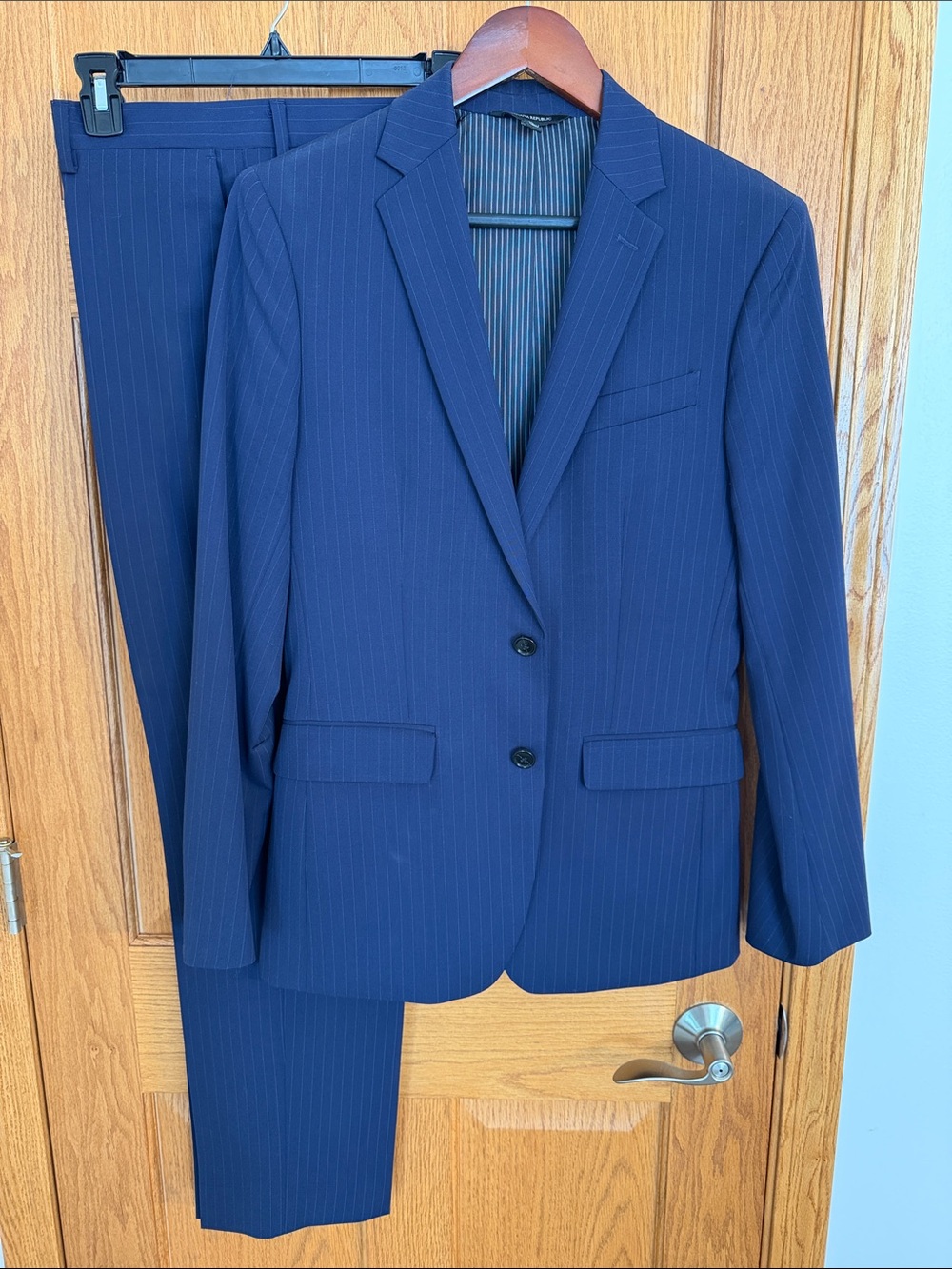 Men's Navy Pinstripe Two-Piece Suit by Banana Republic